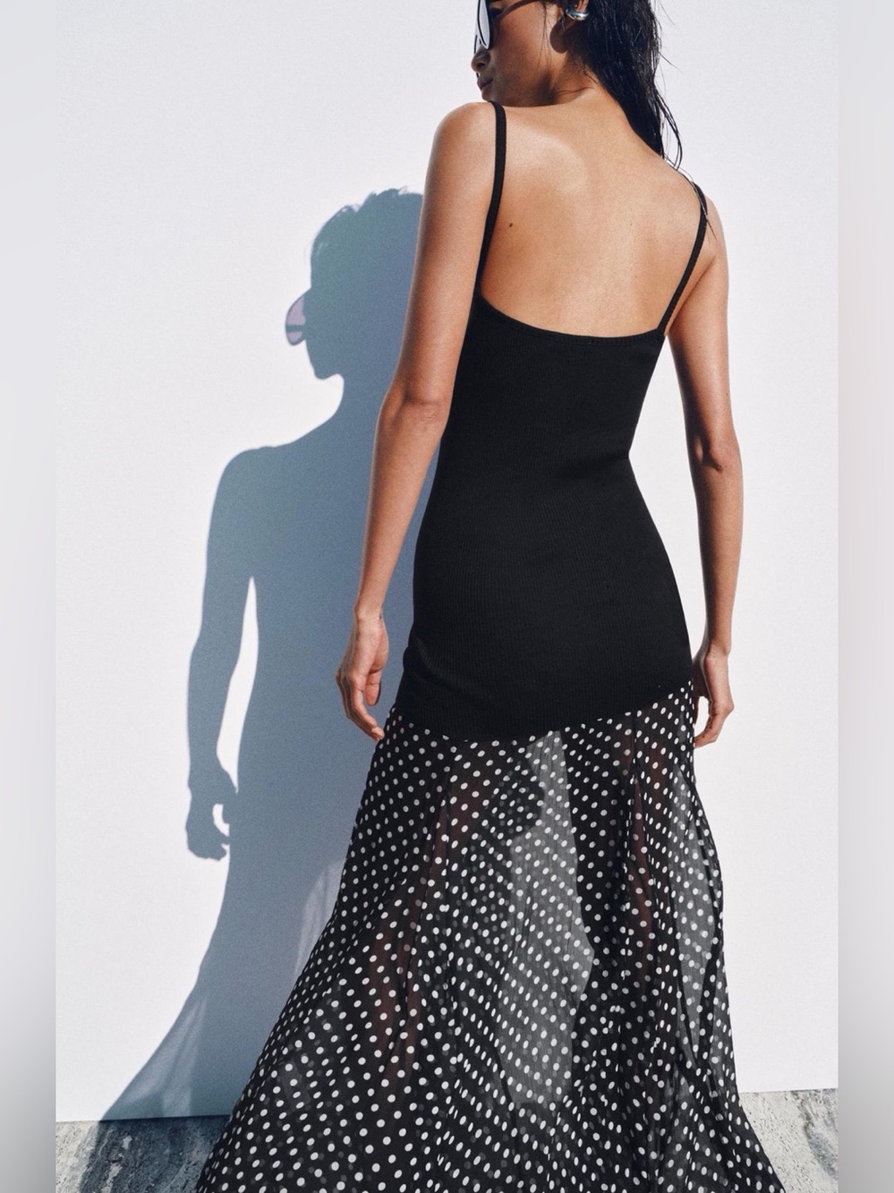 NWT ZARA POLKA DOT COMBINATION DRESS SIZE M - Picture 5 of 9